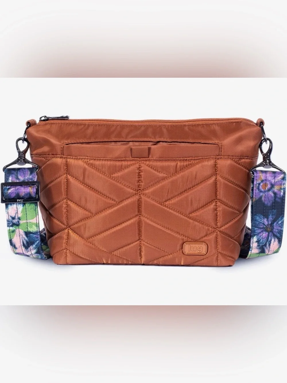 lug Quilted Cosmetic Pouch in Rust Brown